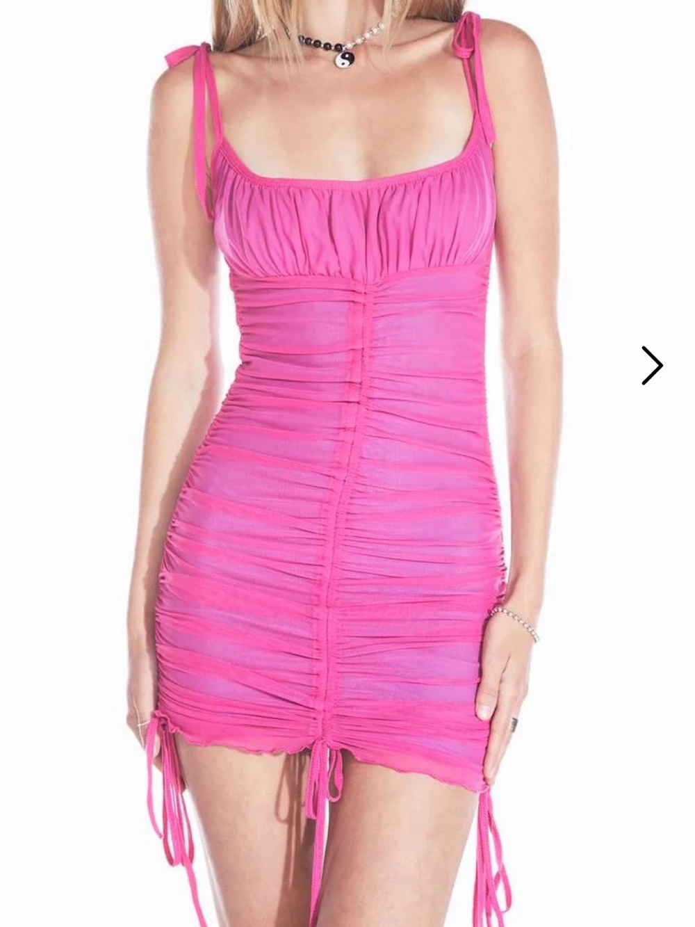 dELiA*s Bright Pink Ruched Tie-Shoulder Mini Dress